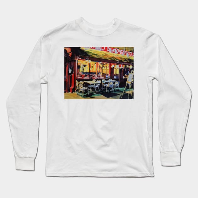 Bistro de Montmartre Long Sleeve T-Shirt by Macartvert